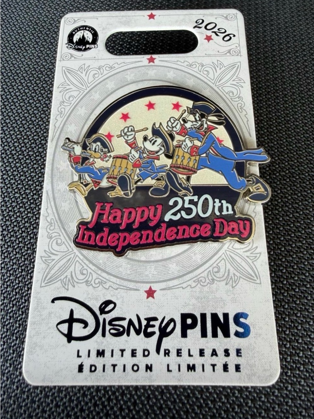 Disney 250th Independence Day Parade Pin - Red, Blue, Gold